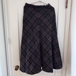 Plaid A-Line Skirt - Black and Gray Flannel Skirt